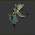 Detailed Mythical Fairy Character With Colorful Wings Bird Companion And Floral Headpiece