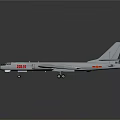 Gray Body Passenger Airplane Model With Red Wing Markings And Detailed Exterior Design