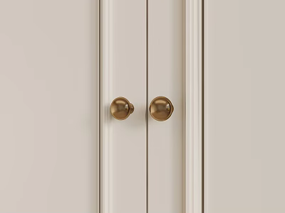 Kitchen Cabinet Door With Gold Round Knobs And White Panel Design 3d model