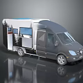 Modern Camper Van Exterior Featuring Tree Graphics And Reflective Surface Design 3d model