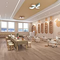 Kindergarten Interior Spacious Bright With Wooden Furniture Learning Tables Toy Shelves And Windows