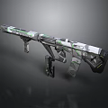 Futuristic Weapon With Modern Gray White Green Design And Sleek Tactical Features