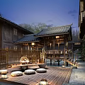 Traditional Wooden Boutique Guesthouse Courtyard With Pool Lanterns And Outdoor Seating