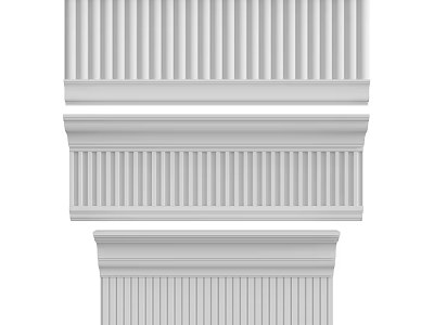 High Quality White Architectural Mouldings With Vertical Striped Design For Interior Decoration 3d model