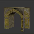 Classical Architectural Arched Doorway With Intricate Carved Stone And Brick Details