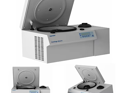 Laboratory Centrifuge Machine With Open Lid Digital Control Panel And Multiple Views 3d model