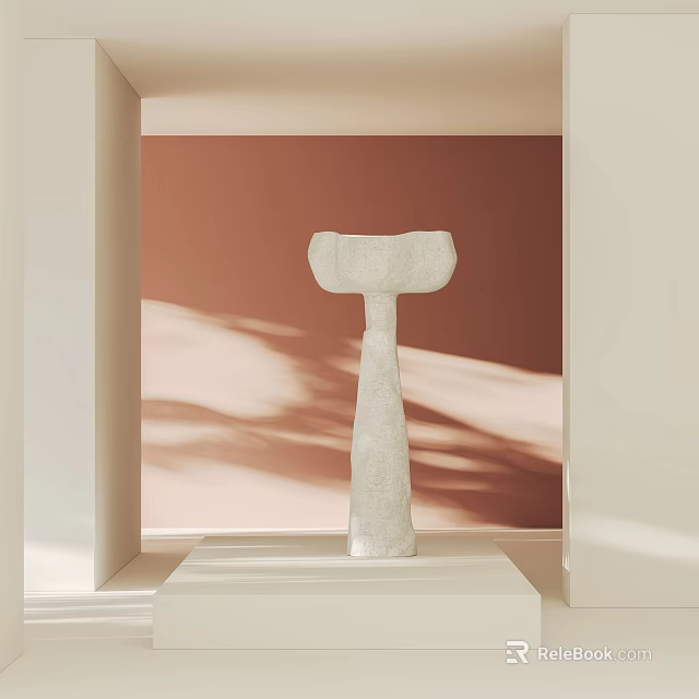 Minimalist White Floor Lamp Design With Brown Wall And Shadow In Interior 3d model 