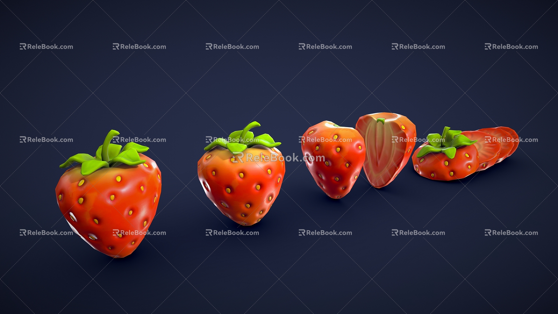 Cartoon Strawberry Strawberry Low Poly Strawberry Stylized Strawberry Stylized Strawberry Cartoon Fruit 3d model