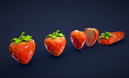 Cartoon Strawberry Low Poly Strawberry Stylized Strawberry Stylized Strawberry Cartoon Fruit 3d model