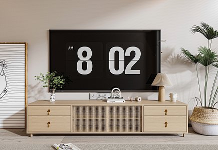 Nordic Solid Wood TV Cabinet 3d model