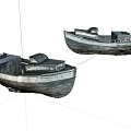 Two Old Weathered Wooden Boats With Aged Planks And Rustic Wooden Structure