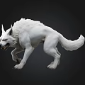 Fierce White Wolf Sculpture With Roaring Expression And Detailed Fur Against Dark Background