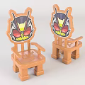 Fun Wooden Children's Chairs With Cute Cartoon Character Backrest And Armrests