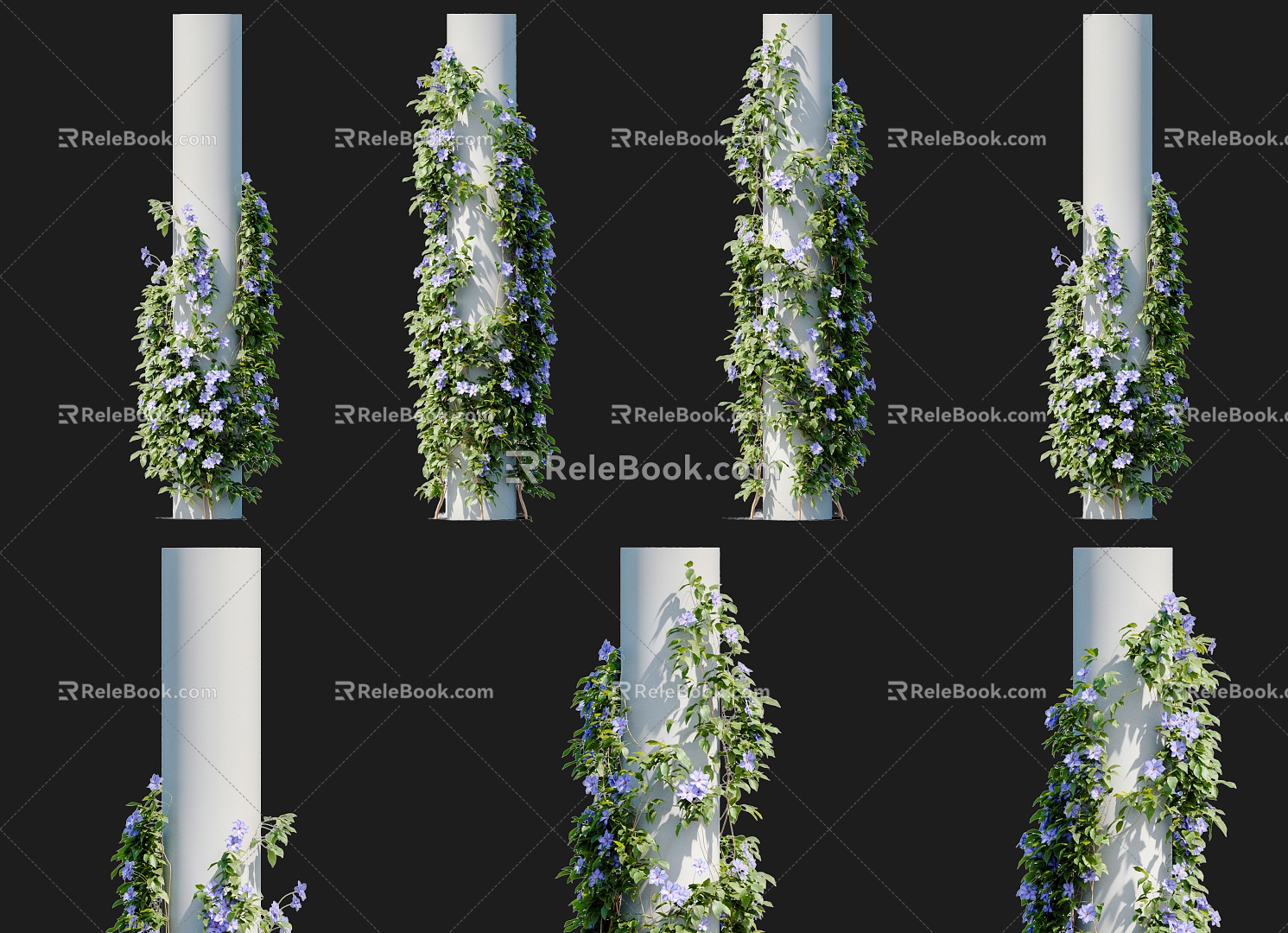 Clematis vine climbing wall shrub morning glory wall green plant wall climbing vine green plant wall green plant wall iron peony lotus gold silver 3d model