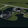 Aerial Planning of Modern Architectural Design With Water Bodies and Green Spaces