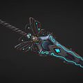 Decorative Fantasy Sword With Blue Glowing Accents And Butterfly Hilt Design
