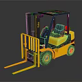 Yellow Industrial Forklift With Black Frame Cabin Forks And Wheels