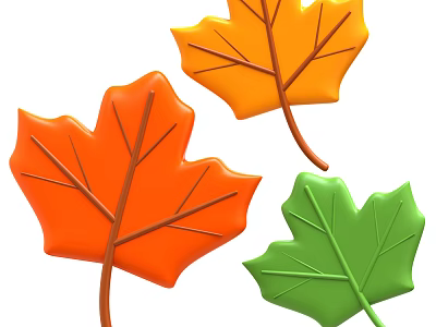 Vibrant Decorative Plant Combination With Orange Yellow Green Maple Leaves 3d model