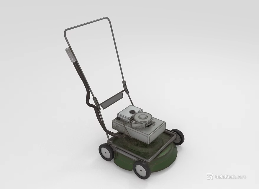 Green Push Lawn Mower For Maintaining Healthy Grass And Garden Plants 3d model 