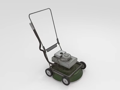Green Push Lawn Mower For Maintaining Healthy Grass And Garden Plants 3d model