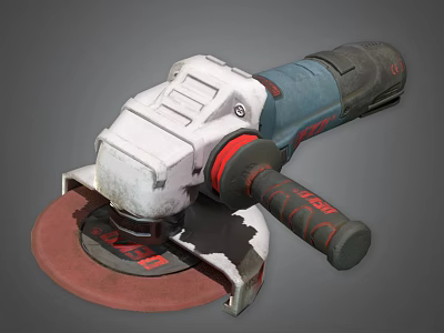 Powerful Angle Grinder With White Blue Body Red Grinding Wheel And Black Handle 3d model
