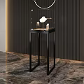 Elegant Glass Display Cabinets With Golden Metal Frame Showcasing Jewelry On Marble Floor