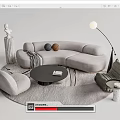 Modern Sofa Coffee Table Combination Curved Sofa Coffee Table 3d model
