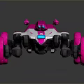 Toy Car With Pink Wheels White Body And Blue Accents Modern Design