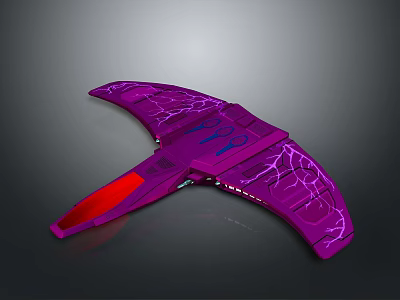 Futuristic Purple Winged Spacecraft With Glowing Patterns For Cosmic Exploration 3d model