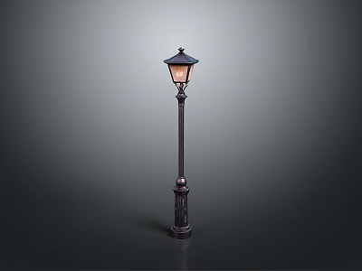 Vintage Street Lamp Design With Decorative Dark Pole And Glass Lampshade 3d model
