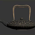 Stylish Modern Teapot With Polka Dot Design And Curved Metallic Handle