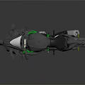 Sleek Black and Green Sport Motorcycle with Metallic Finish and Stylish Frame Design