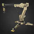 Industrial Mechanical Arm With Tripod Base Hydraulic Joints And Yellow Accents