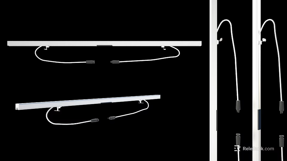 Outdoor Strip Lights With White Brackets And Hanging Wires For Illumination 3d model 