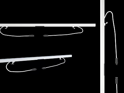 Outdoor Strip Lights With White Brackets And Hanging Wires For Illumination 3d model