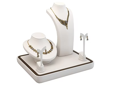 Elegant Jewelry Display With Necklaces And Earrings On Stand Design 3d model
