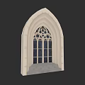 Gothic Tracery Window Featuring Arched Structure Intricate Patterns And Glass Panes 3d model