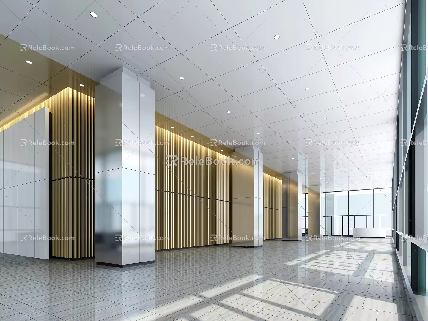 Modern Hall Office Lobby Reception Rest Waiting 3d model