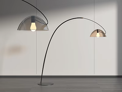 Modern Arc Floor Lamp With Transparent Shade And Round Base For Living Room 3d model
