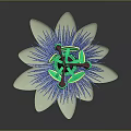 Colorful Cartoon Scene Featuring Flower With White Petals Blue Center And Green Spinning Character