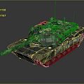 Military Tank With Camouflage Pattern Tracked Wheels Cannon And Top Mounted Weapon
