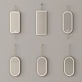 Modern Rectangular and Oval Mirrors with Gold Metal Frames on Gray Wall 3d model