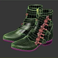 Black Leather High Top Boots With Metallic Buckles Stylish Design Elements 3d model