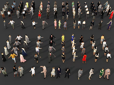 Diverse Group of People with Different Poses and Various Clothing Styles 3d model
