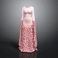 Elegant Daily Life Clothing Pink Long Dress With Transparent Sleeves And Petal Skirt