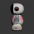 Futuristic Illuminated Robot With Red Grid Face Screen And Pink Body Panel