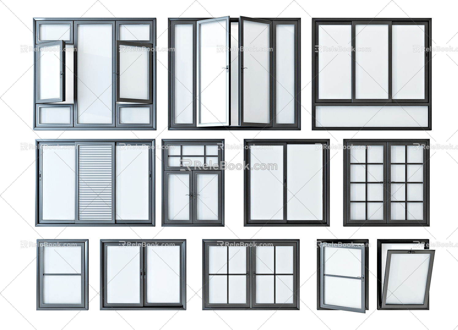 Modern Windows Aluminum Windows Doors and Windows 3d model