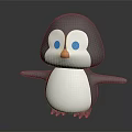 Cute Cartoon Penguin Doll With Big Blue Eyes Orange Beak And Open Wings