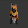Designer Crafted Origami Style Orange Fox 3D Model With Geometric Details