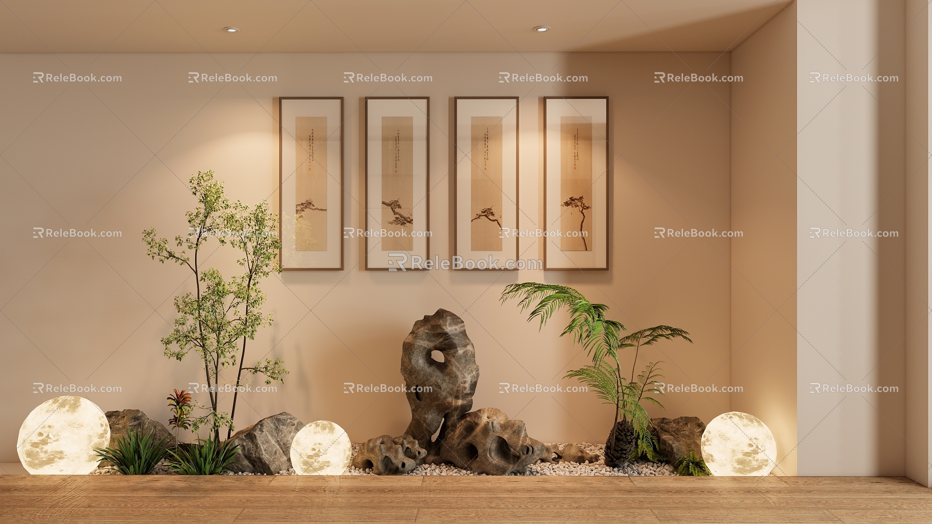 New Chinese-style interior landscape local landscape decorative painting 3d model